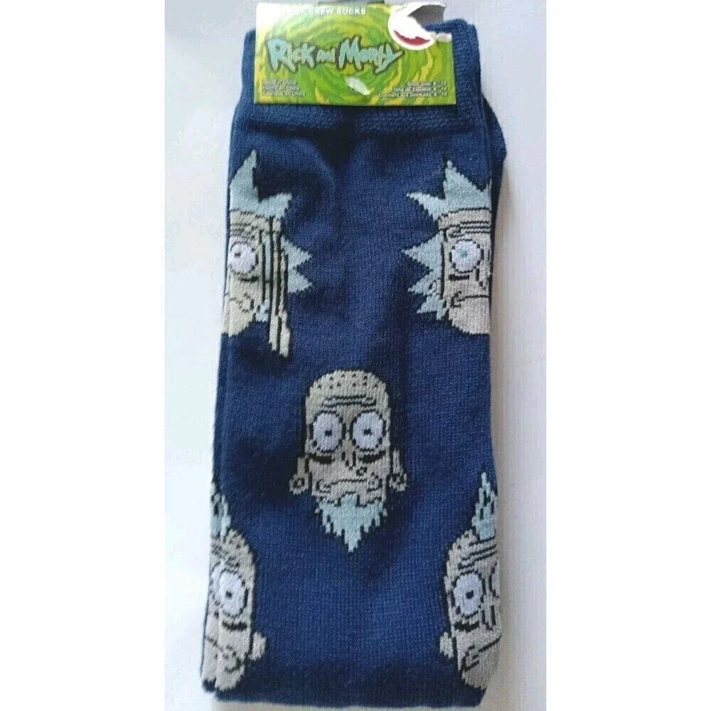Rick and Morty Socks Lot Of 2 Novelty Cartoon Adult Swim Mid Calf  New